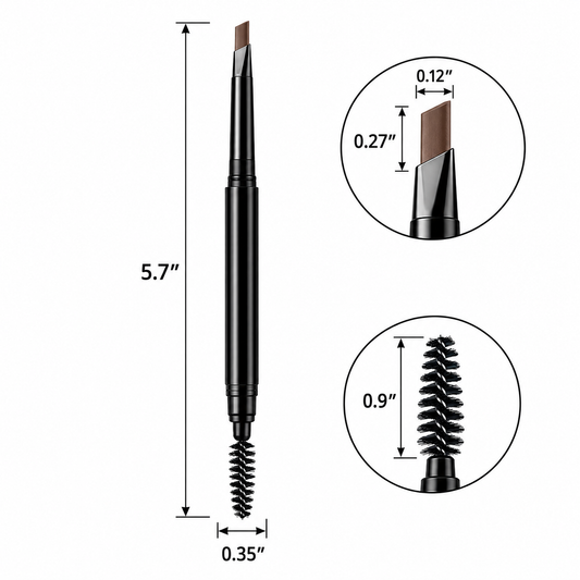 2-in-1 Dual-Ended Eyebrow Pencil with Spoolie Brush – Precision Brow Definer
