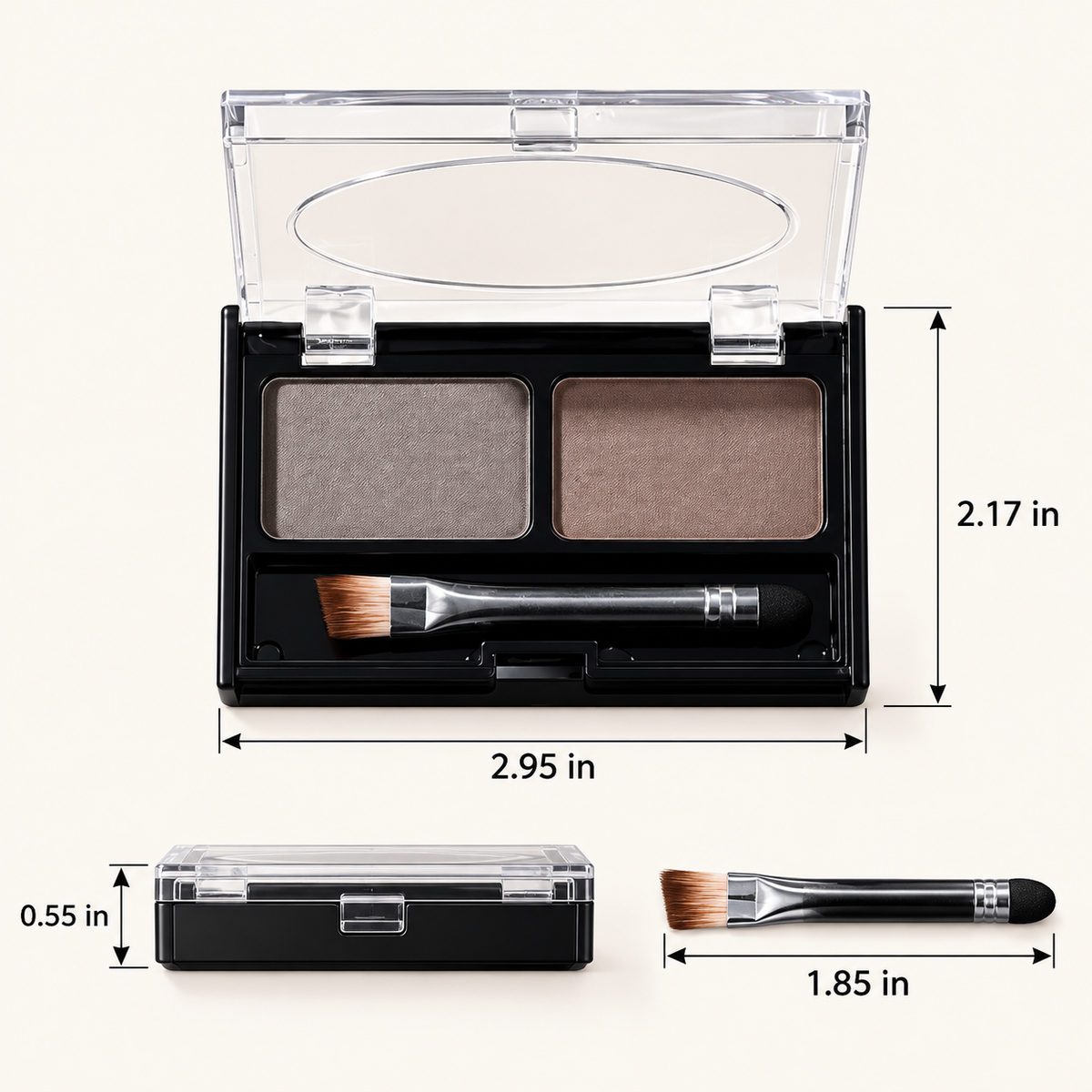 2-Color Eyebrow Powder Palette with Angled Brush, Natural Brow Makeup Kit for Filling, Shaping and Defining Eyebrows
