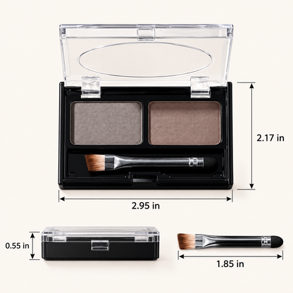 2-Color Eyebrow Powder Palette with Angled Brush, Natural Brow Makeup Kit for Filling, Shaping and Defining Eyebrows