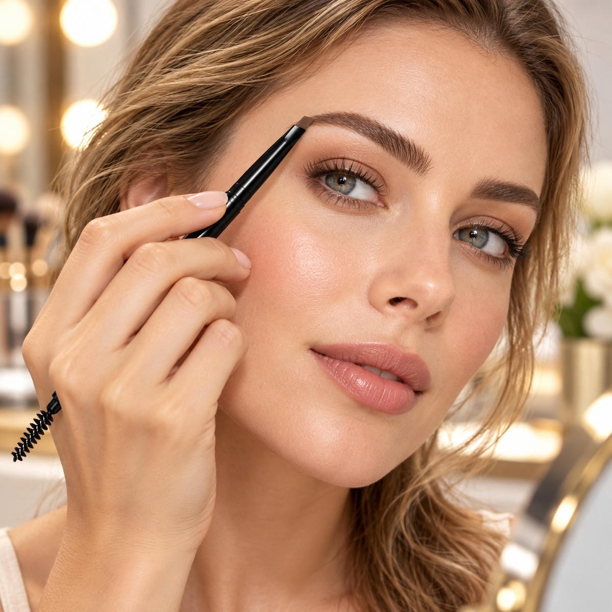 2-in-1 Dual-Ended Eyebrow Pencil with Spoolie Brush – Precision Brow Definer